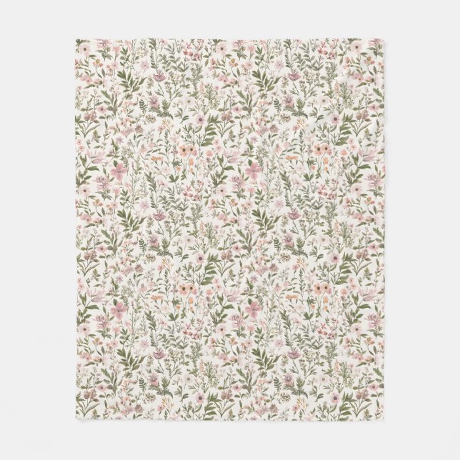 Couverture Polaire Pastel Elegant violet \ Fleurs sauvages roses (Devant)