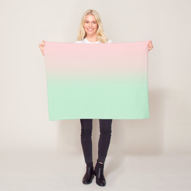 Couverture Polaire Pastel esthétique Muet Gradient Rose Mint Vert (En situation)