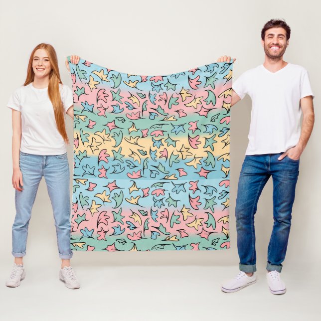 Couverture Polaire Pastel Feuille coloré (En situation)