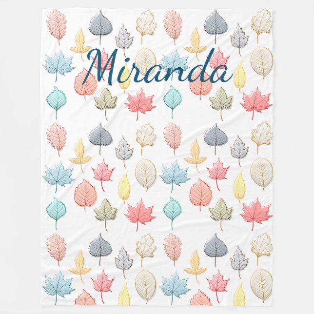 Couverture Polaire Pastel Feuilles (Devant)