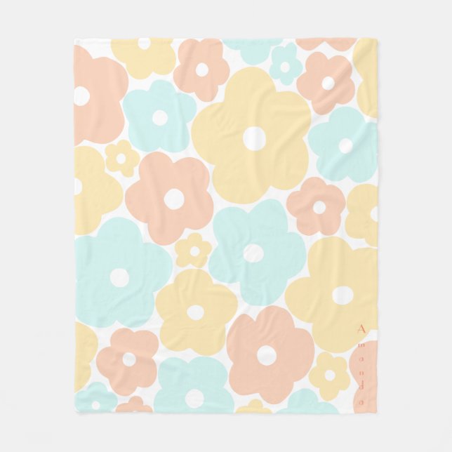 Couverture Polaire Pastel floral Fleece Blanche (Devant)