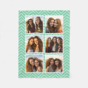 Couverture Polaire Pastel Mint Chevron Motif Trendy 6 Photo Collage