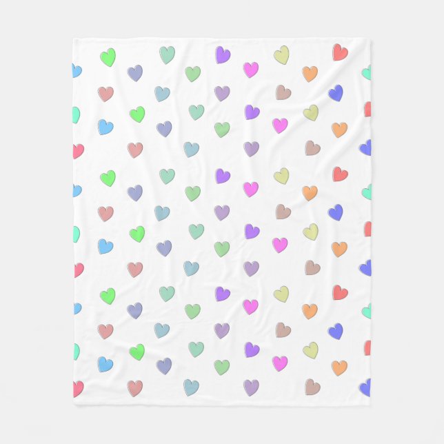 Couverture Polaire Pastel Motif en forme de coeur Blanche en polaire (Devant)