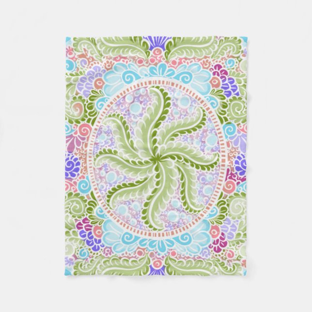 Couverture Polaire Pastel Nature Mandala Art (Devant)