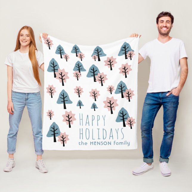 Couverture Polaire Pastel Pink Blue Cookie Bell Star Trees Noël (En situation)