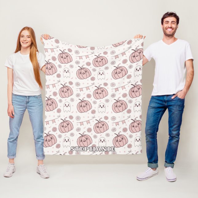 Couverture Polaire Pastel Pink Halloween Motif sans couture (2) (En situation)