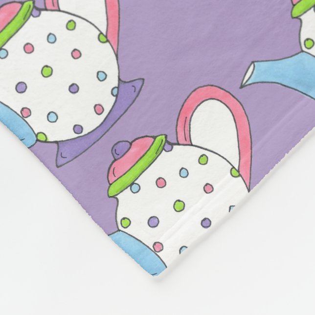 Couverture Polaire Pastel Polka Dot Pink Blue Purple Teapot Party (Coin)