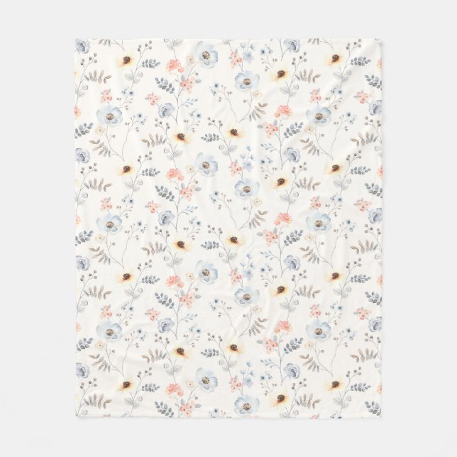 Couverture Polaire Pastel Poppy Floral Garden Motif (Devant)