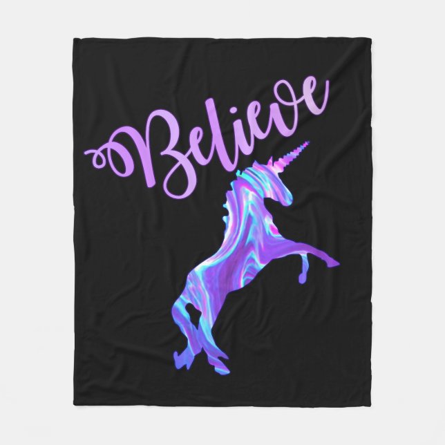 Couverture Polaire Pastel Rainbow Believe Unicorn (Devant)