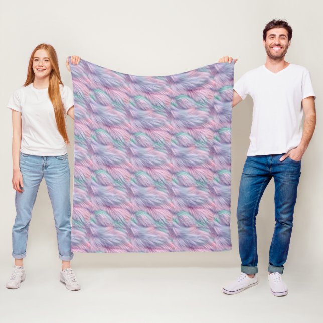 Couverture Polaire Pastel Rainbow Fur (En situation)