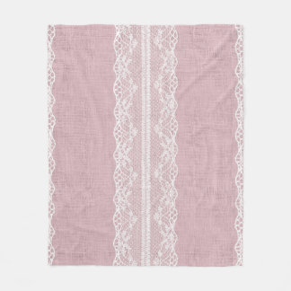 Couverture Polaire Pastel rose blanc dentelle texture