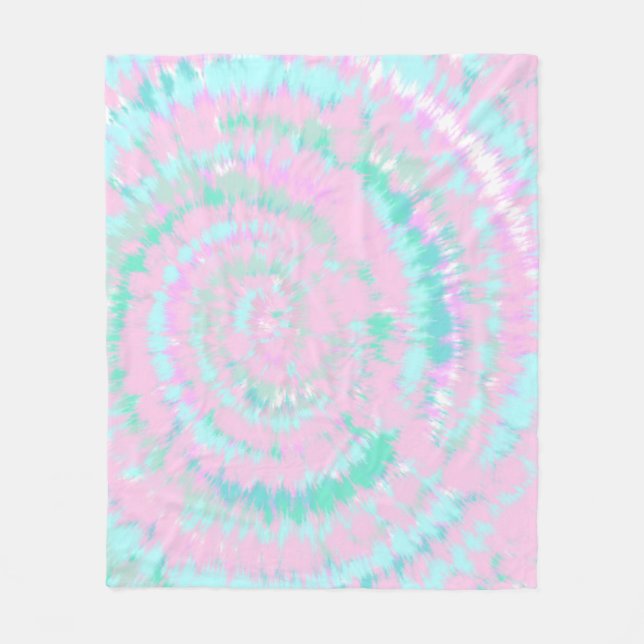 Couverture Polaire Pastel Tie Dye Motif Pink Aqua Mint Green (Devant)
