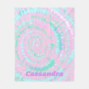 Couverture Polaire Pastel Tie Dye Motif Pink Aqua Mint Personnalisé