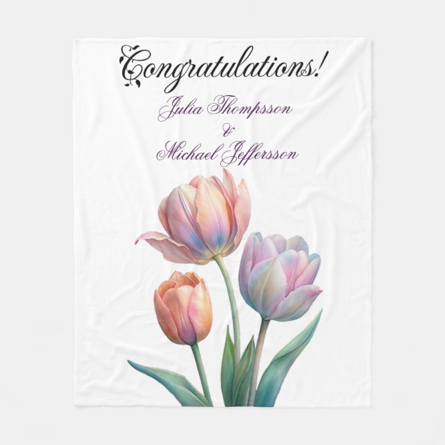 Couverture Polaire Pastel Tulip Mariage Suite Typographie élégante (Devant)