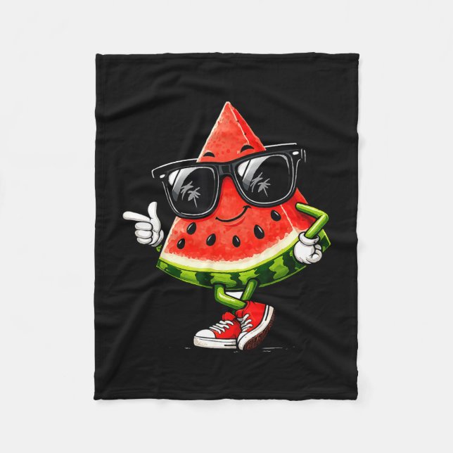 Couverture Polaire Pastèque cool avec des lunettes de soleil fruit d' (Devant)
