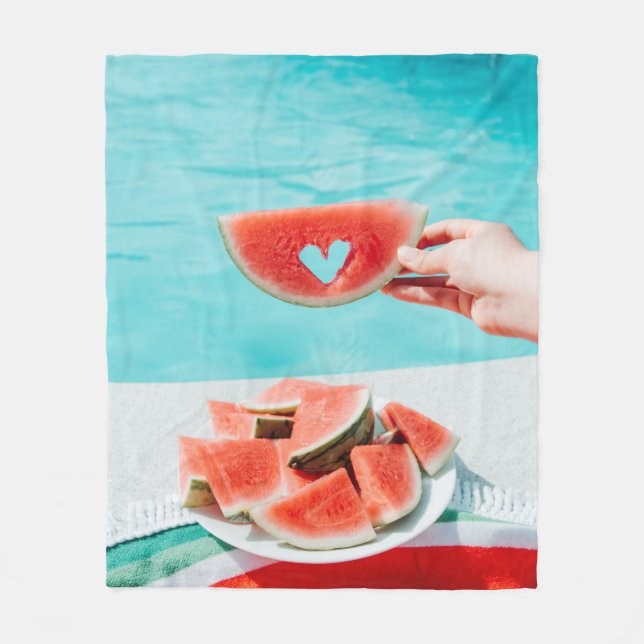 Couverture Polaire pastèque tranchée sur papier blanc (Devant)