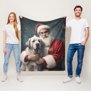 Couverture Polaire Pasteur anatolien avec Noël du Père Noël
