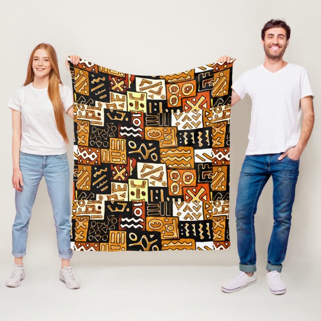 Couverture Polaire Patchwork africain (En situation)