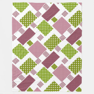 Couverture Polaire Patchwork brun vert pois dos blanc