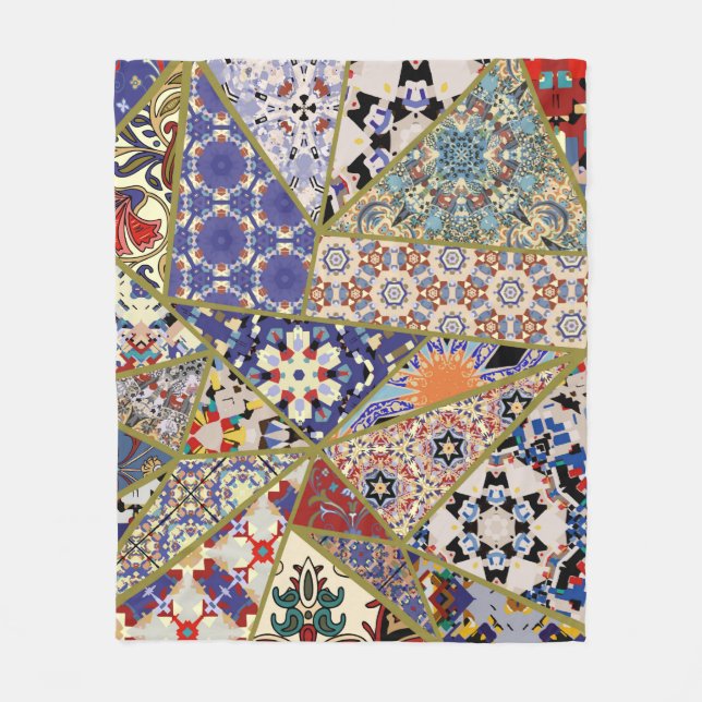 Couverture Polaire patchwork de carreaux d'origine espagnole Abstrait (Devant)
