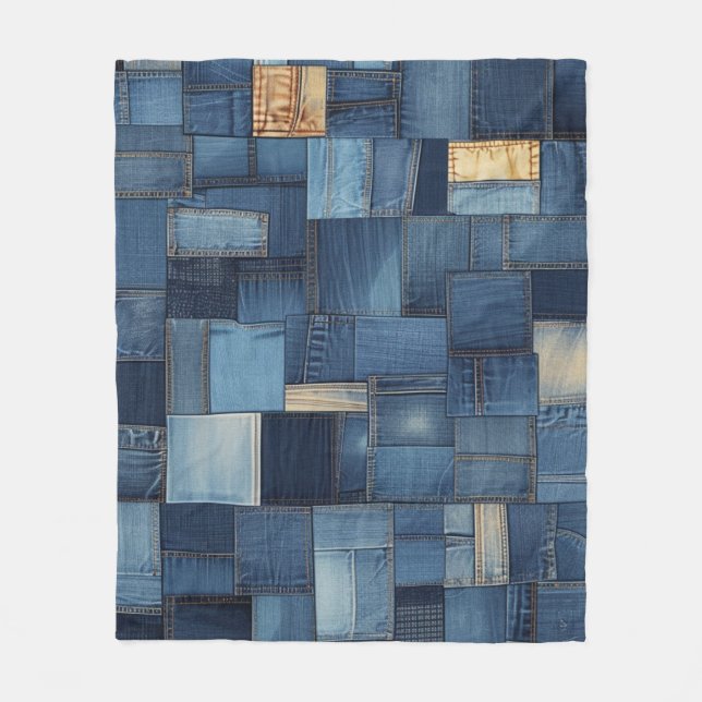 Couverture Polaire Patchwork Denim (Devant)