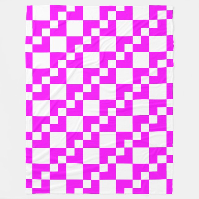 Couverture Polaire Patchwork Domino - Magenta et blanc (Devant)