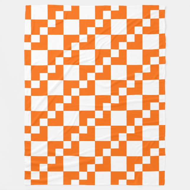Couverture Polaire Patchwork Domino - Orange et blanc (Devant)