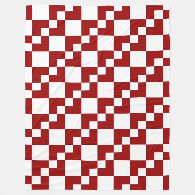 Couverture Polaire Patchwork Domino - Ruby Rouge et blanc (Devant)