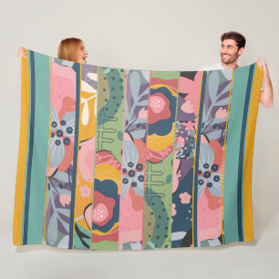 Couverture Polaire Patchwork floral Abstrait