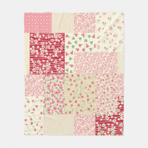 Couverture Polaire Patchwork Floral : Ornements dessinés à la main.