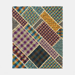 Couverture Polaire Patchwork indien : Imitation Toile Texturée.