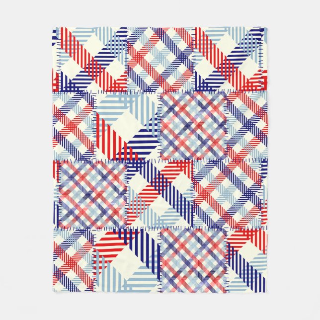 Couverture Polaire Patchwork Plaid Classique : Motif Carré (Devant)
