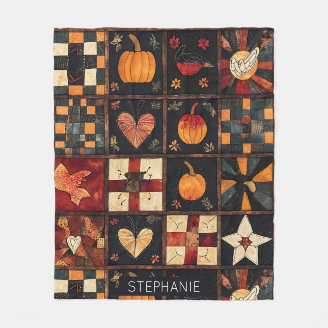 Couverture Polaire Patchwork rustique | Art populaire Motif de courte (Devant)