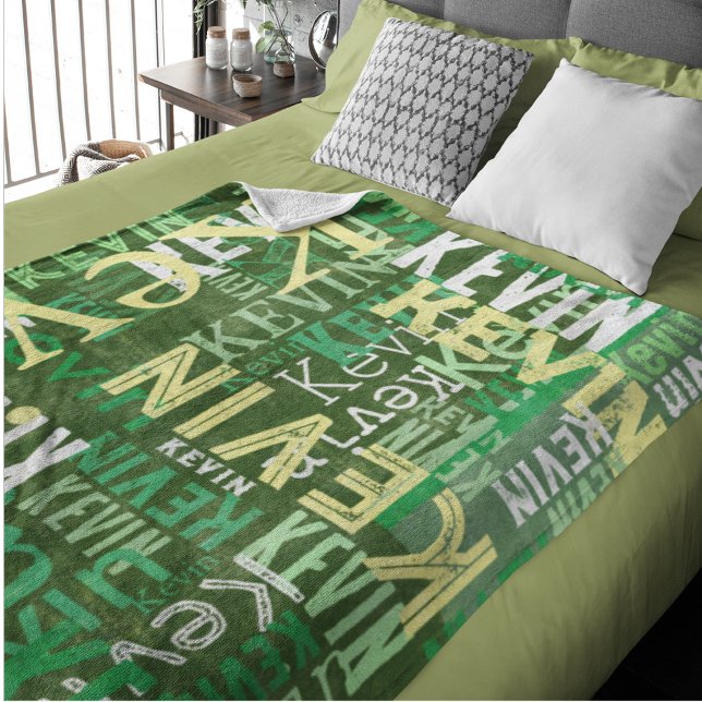 Couverture Polaire Patchwork vert de noms Style urbain (urban style)