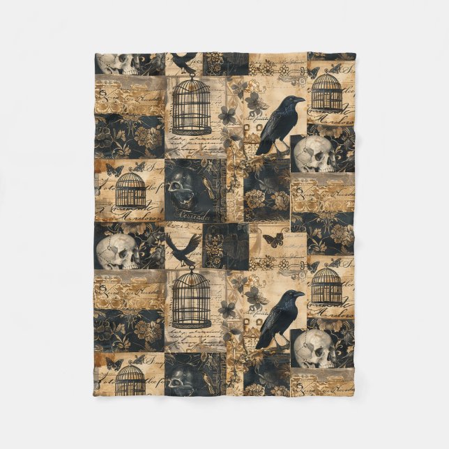 Couverture Polaire Patchwork victorien gothique d'Halloween (Devant)