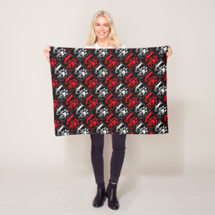 Couverture Polaire Pâtes d'amour rouge et argent Motif petit