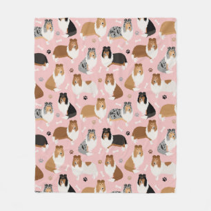 Couverture Polaire Pâtes et os de collie rugueux Blanche de polaire