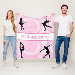 Couverture Polaire Patinage artistique Patinage rose serrl Blanche po