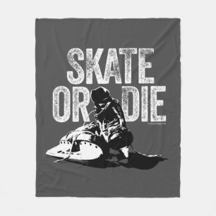 Couverture Polaire Patinage Ou Mourir (Hockey) Blanche En Ceinture