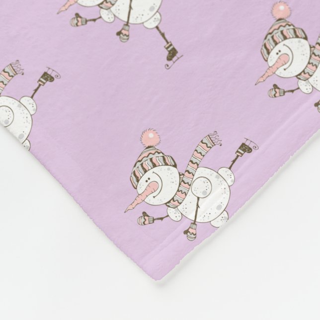 Couverture Polaire Patinage sur glace Whimsical Snowmen sur violet (Coin)