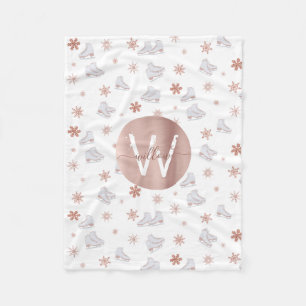 Couverture Polaire Patins à glace rose or Patins à patinage rose pâle
