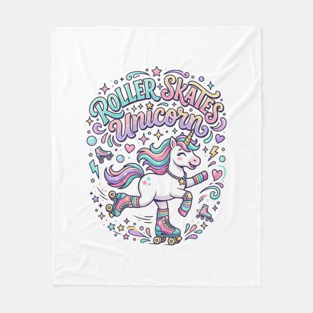 Couverture Polaire Patins à roulettes Licorne Graphisme de style rétr (Devant)