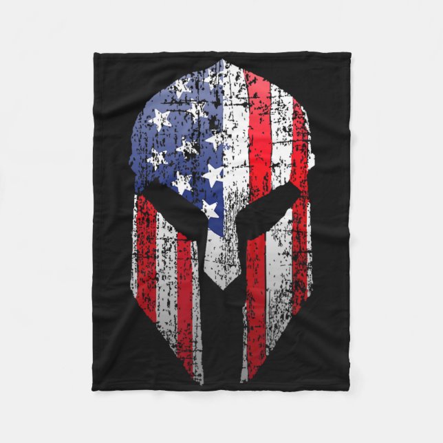 Couverture Polaire Patriotic American Spartan Warrior Usa Flag Helmet (Devant)