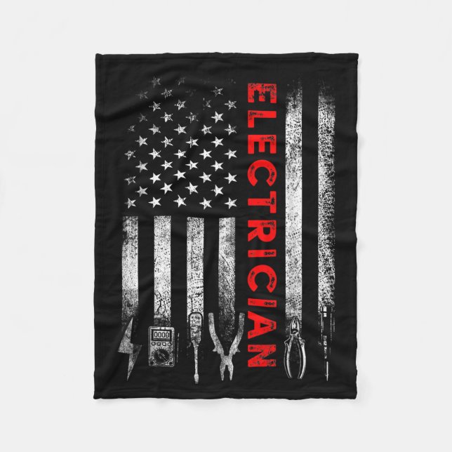 Couverture Polaire Patriotic Electrician American Flag Fathers Day  (Devant)