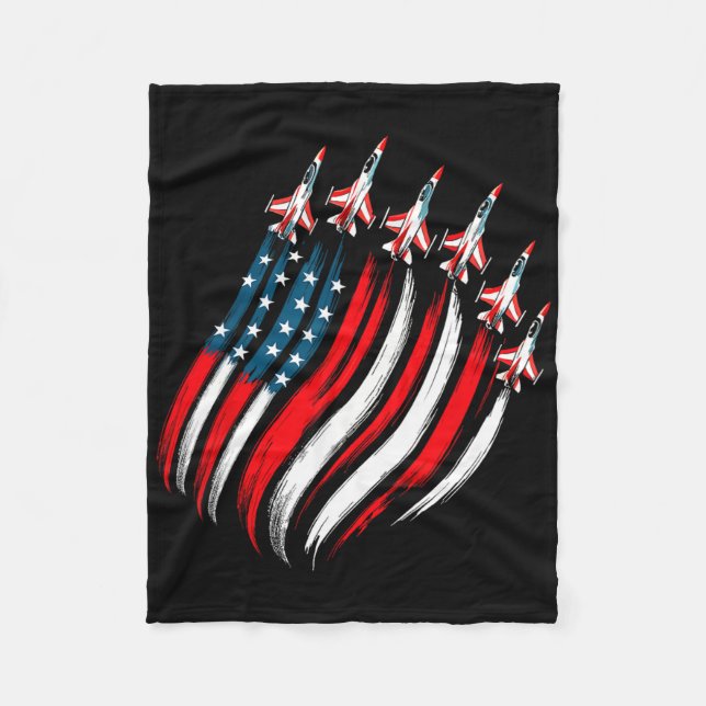 Couverture Polaire Patriotic Usa Flag Fighter Jets Boys Mens 4th Of J (Devant)