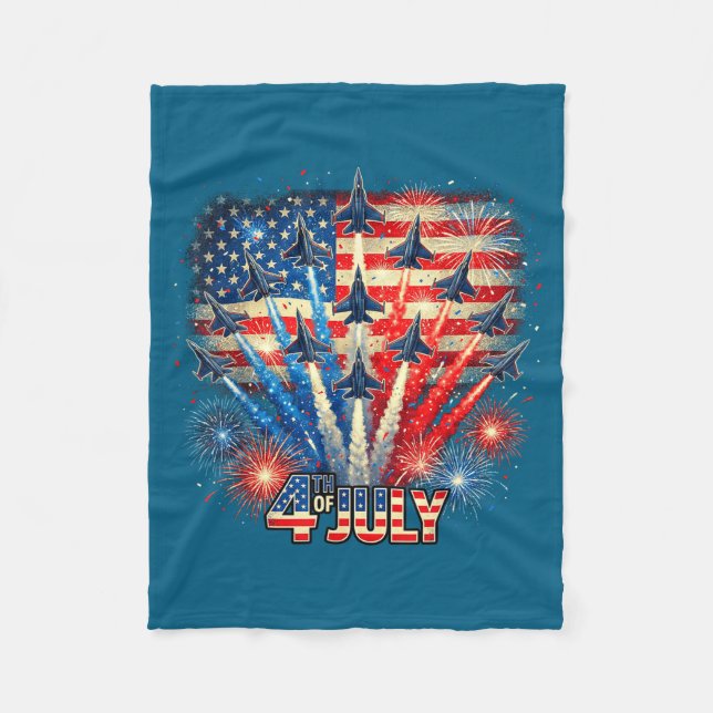 Couverture Polaire Patriotic Usa Flag Fighter Jets Illustration (Devant)