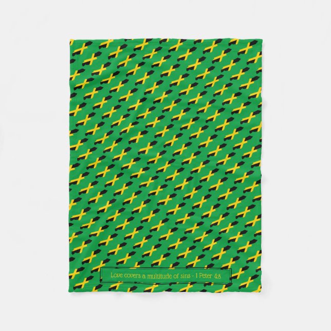 Couverture Polaire Patriotique JAMAICA DRAPEAU VERT personnalisable (Devant)