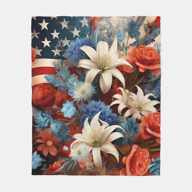 Couverture Polaire Patriotique rouge blanc et bleu (Devant)