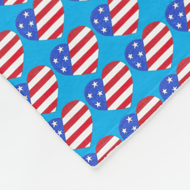 Couverture Polaire Patriotique USA Stars Stripes Coeur Américain Drap (Coin)
