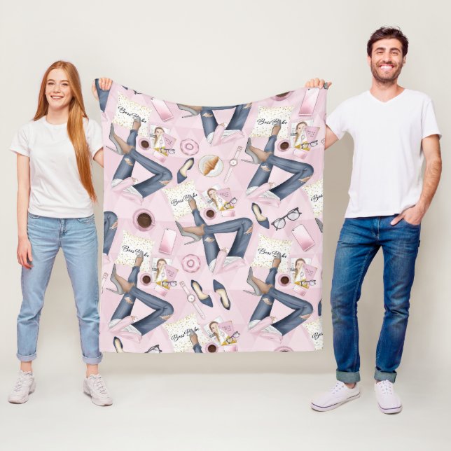 Couverture Polaire Patron de fille tiré à la main (En situation)